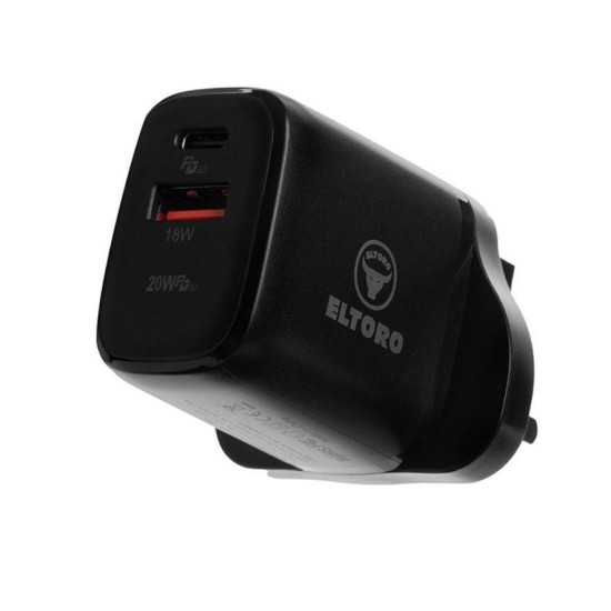 Eltoro Power Plug 20W USB-C + USB-A QC3.0 - Black