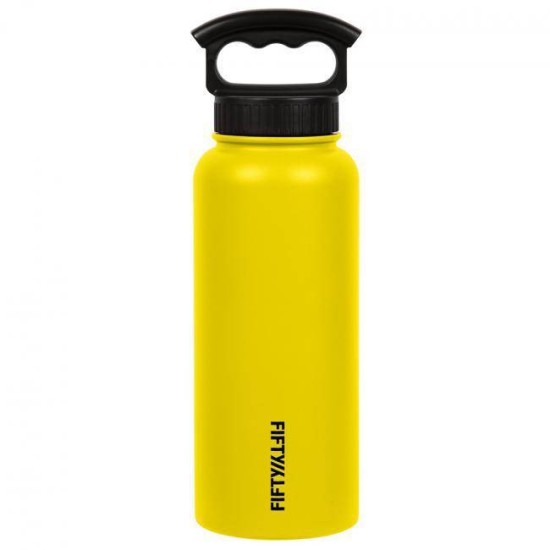 Fifty Fifty Vacuum Insulated Bottle 3 Finger Lid 1L (Yellow)