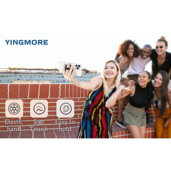 Yingmore Phone Grip Elastic Silicone Cell Phone Strap Ring Holder 2 pcs - Orange / Black